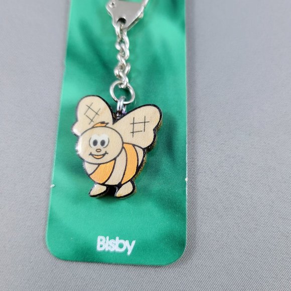 Bee Keychain Pegazoo “Bisby” Ring Made In Canada From Real Maple Wood - Picture 2 of 4